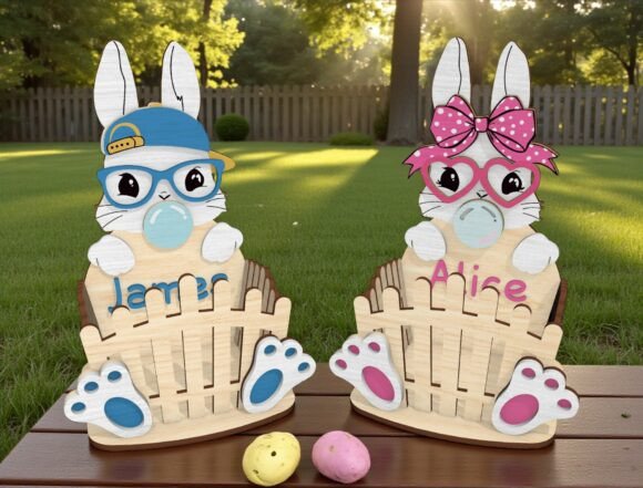 Bunny Name Holder Laser Cut File SVG