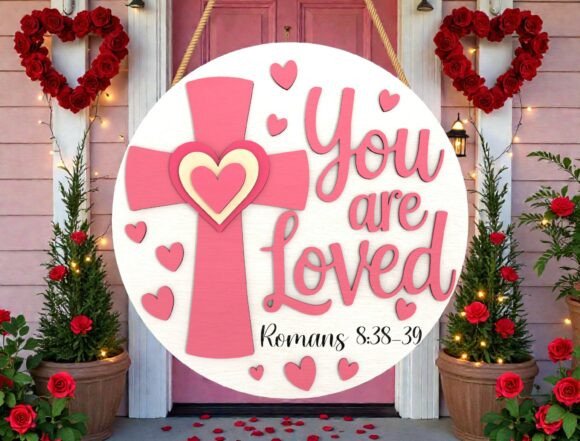 Christian Valentine Door Hanger SVG for Laser Cutting & Valentine S Day