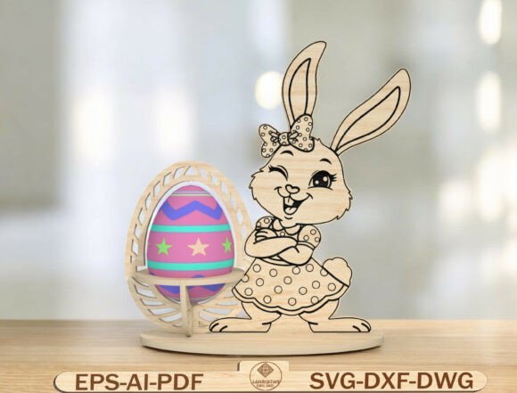 Cute Easter Bunny Girl Laser Cut File for Spring Amp