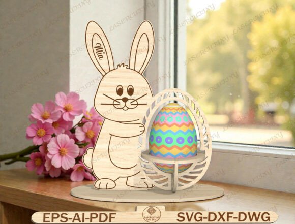 Cute Rabbit Egg Stand Laser Cutting for Spring Amp