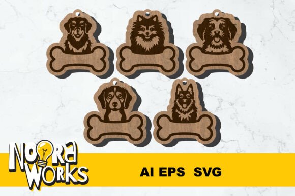 Dog Name Tag Keychain SVG Bundle for Laser Cutting and Keychains