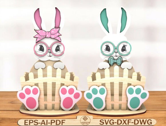 Easter Bunny Basket Decor Laser Cut SVG
