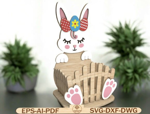Easter Bunny Basket Holder Laser Cut for Spring Amp