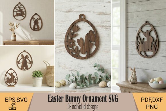 Easter Bunny Ornament Laser Cut SVG for Spring Amp