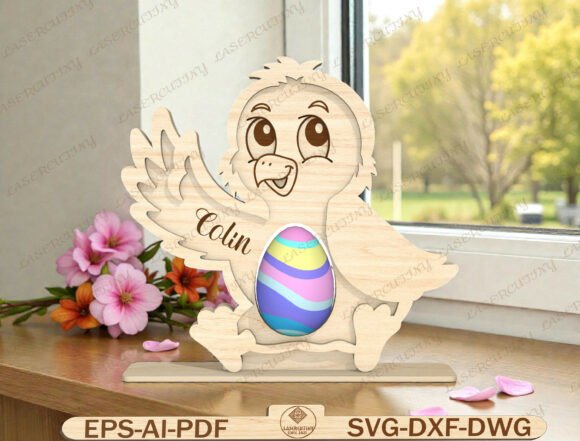 Easter Chick Egg Holder Laser Cut File for Spring Amp