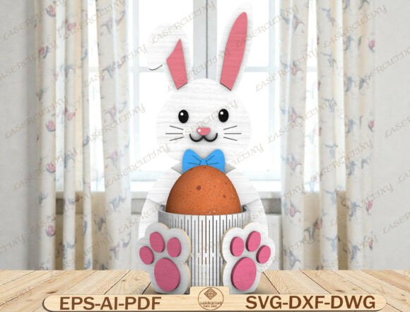 Easter Rabbit Egg Display Laser Cut File Graphics and Graphic Templates
