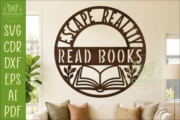 Escape Reality Read Books SVG: Laser Cutting Wall Decor for Blogs