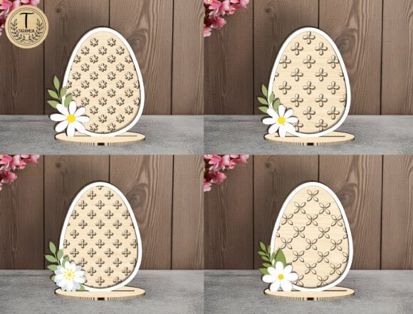 Floral Wooden Egg Laser Cut File Svg for Spring Amp