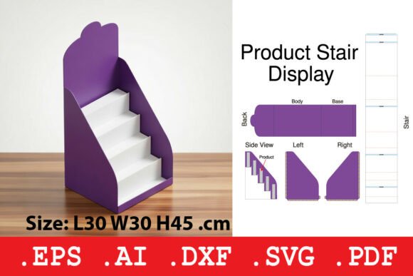 Four-Tier Product Stair Display Graphics and Boxes Amp