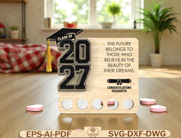 Graduation Cash Display Laser Cut File