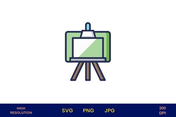 Green Canvas on Easel Vector Art Display Graphics and Illustrations