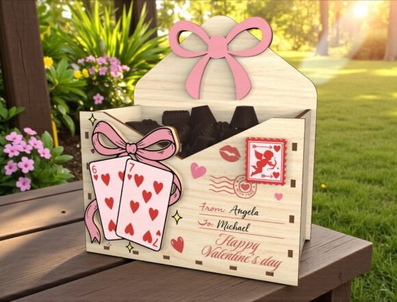 Heart Bow Cupid Envelope Laser Cut File for Valentine S Day