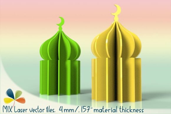 Large 3D Mosque Six Pieces Laser SVG 4mm