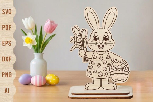 Laser Cut Wooden Easter Bunny SVG Design for Spring Amp