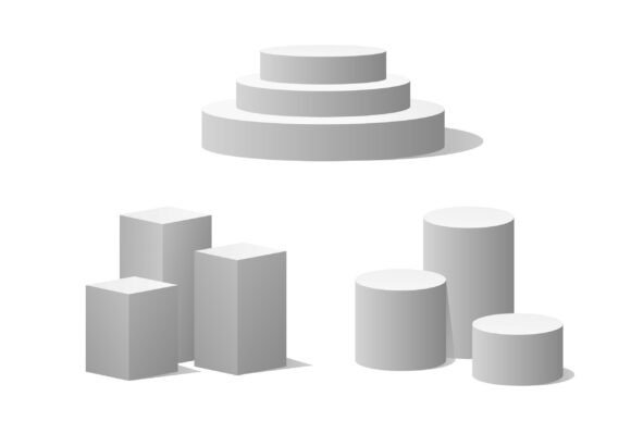 Minimal 3D Podium and Geometric Display Graphics for Crafts