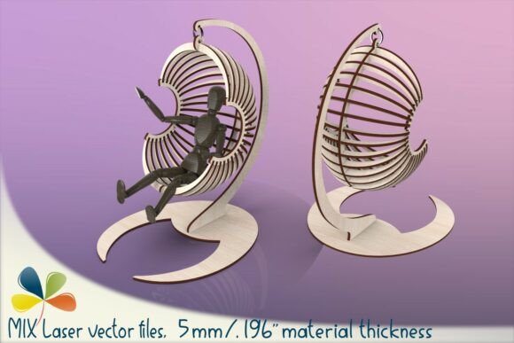 Modern Cocoon Swing Chair SVG, Laser Cut for Other Toys Amp