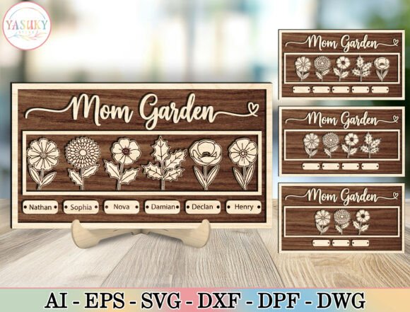 Mom Garden Birth Flower Sign SVG: Laser Cutting and Mother S Day Branding