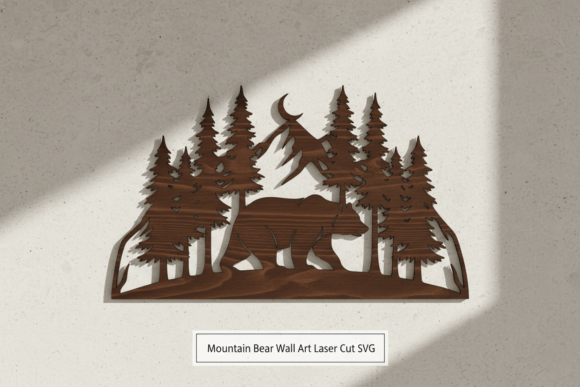 Mountain Bear Wall Art Laser Cut for Wall Decor