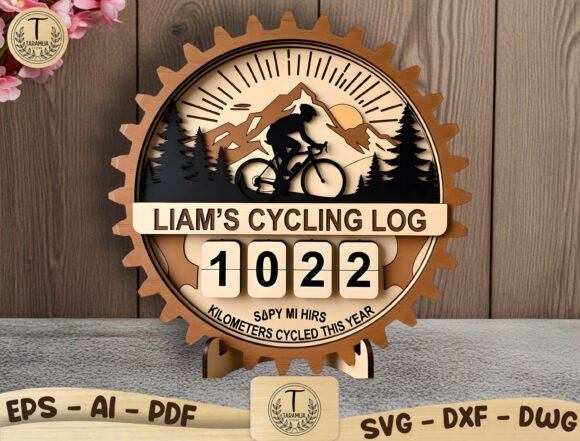 Personalized Bike Mileage Tracker SVG for Laser Cutting & Home Decor