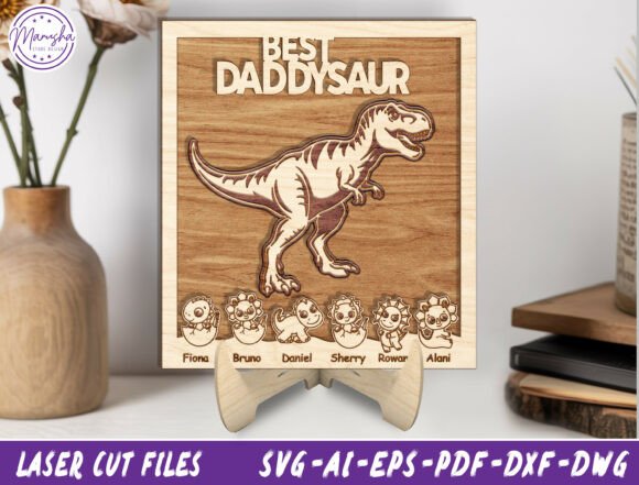 Personalized Dinosaur Dad Sign SVG: Laser Cutting for Father S Day