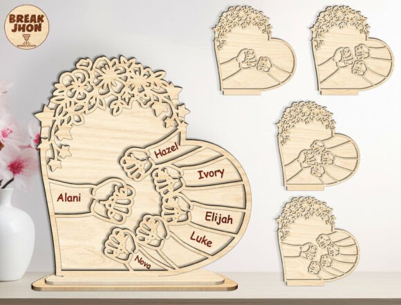 Personalized Family Fist Bump Heart SVG for Laser Cutting & Mother S Day