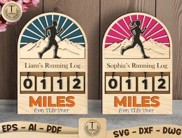 Personalized Running Miles Tracker SVG for Laser Cutting Home Decor