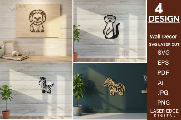 Safari Animals Laser Cut SVG Bundle for Wall Decor