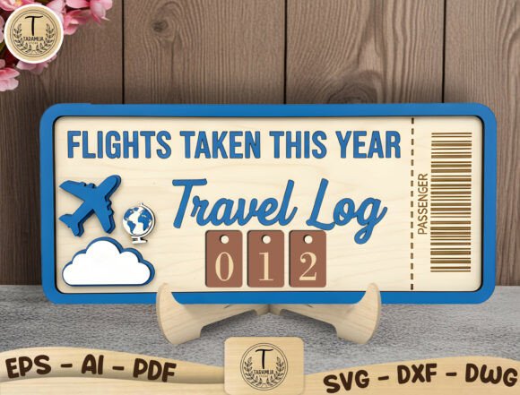 Travel Log Tracker Sign for Laser Cutting and Home Decor