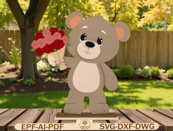 Valentine Cute Love Bear Laser Cut File for Valentine S Day