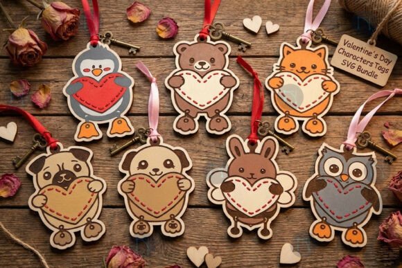Valentine's Day Characters Tags SVG Set Review