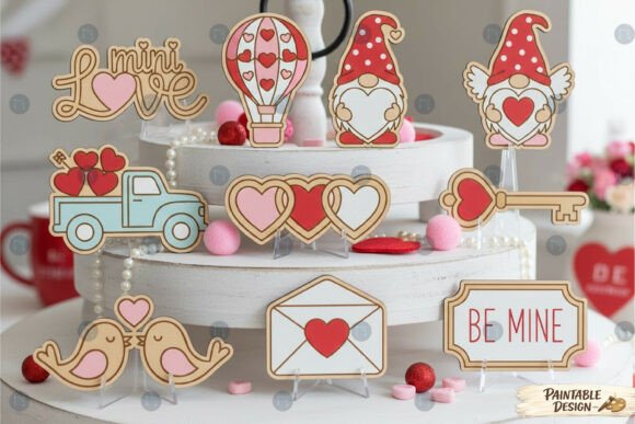 Valentine Tiered Tray Decor SVG Bundle: Laser Cutting and Valentine S Day